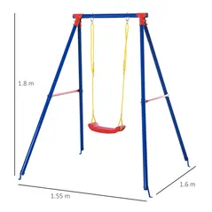 Outsunny Kids Swing Set Toddler Swing Adjustable Rope Heavy Duty A-Frame Stand Outdoor Playset for 3-8 Years Old Blue - 3