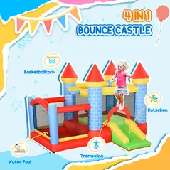 Outsunny Kids Bounce Castle Inflatable Trampoline Slide Pool Basket for Kids Age 3-10, 3 x 2.75 x 2.1m - 4