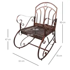 Outsunny Metal Single Chair 1 Seater Garden Outdoor Rocking Chair Vintage Style Bronze - 3