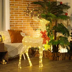 Outsunny Lighted Reindeer Christmas Decoration, Light Up Christmas Deer with 137 LED Lights for Indoor, Outdoor, Garden, Lawn, Gold Tone - 9