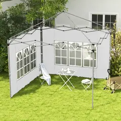 Outsunny Gazebo Side Panels, Sides Replacement with Window for 3x3(m) or 3x4m Pop Up Gazebo, 2 Pack, White - 2
