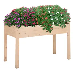 Outsunny Garden Wooden Planters， Non-Woven Fabric, Rectangular Raised Bed,Fir Wood，Indoor/Outdoor, 122.5Lx56.5Wx76H cm - 1