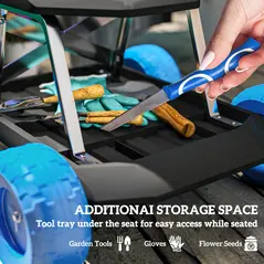 Outsunny Garden Storage Cart, with Top Seat - Blue - 5