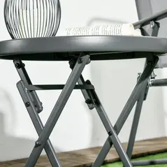 Outsunny Φ45cm Garden Side Table, Outdoor Round Folding Patio Table with Imitation Marble Glass Top, Small Coffee Table, White - 9