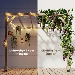 Outsunny Lean-To Wooden Pergola Kit, Decorative Garden Gazebo with Stable Structure and Concrete Anchors, 2.4 x 2.4m, Light Brown - 7