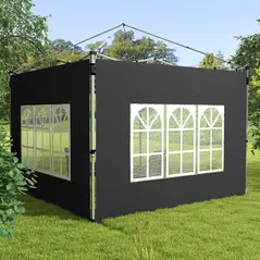 Outsunny Gazebo Side Panels, Sides Replacement with Window for 3x3(m) or 3x4m Pop Up Gazebo, 2 Pack, Black - 9