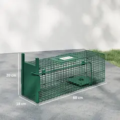Outsunny Metal Rat Trap with Single Door, for Small Animals, Dark Green - 3