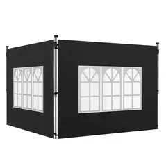 Outsunny Gazebo Side Panels, Sides Replacement with Window for 3x3(m) or 3x4m Pop Up Gazebo, 2 Pack, Black - 1