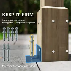 Outsunny Lean-To Wooden Pergola Kit, Decorative Garden Gazebo with Stable Structure and Concrete Anchors, 2.4 x 2.4m, Light Brown - 6