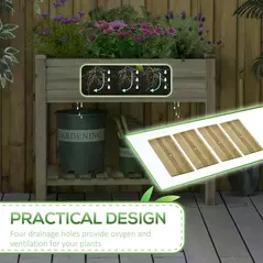 Outsunny Garden Wooden Planters， Raised Garden Bed with Legs and Storage Shelf Elevated Wooden Planter Box - 6