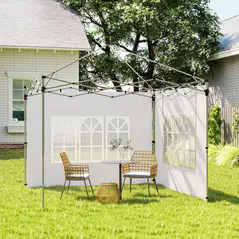 Outsunny Gazebo Side Panels, Sides Replacement with Window for 3x3(m) or 3x4m Pop Up Gazebo, 2 Pack, White - 8