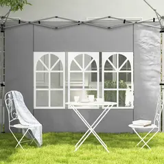 Outsunny Gazebo Side Panels, Sides Replacement with Window for 3x3(m) or 3x4m Pop Up Gazebo, 2 Pack, Grey - 7