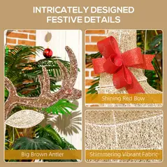 Outsunny Lighted Reindeer Christmas Decorations Outdoor, 3-Piece Light Up Deer Family Set of 3 with 283 LED Lights for Indoor, Lawn, Garden, Gold Tone - 8