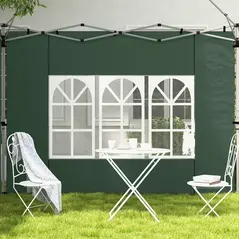Outsunny Gazebo Side Panels, Sides Replacement with Window for 3x3(m) or 3x4m Pop Up Gazebo, 2 Pack, Green - 7
