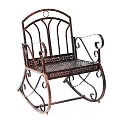 Outsunny Metal Single Chair 1 Seater Garden Outdoor Rocking Chair Vintage Style Bronze - 1