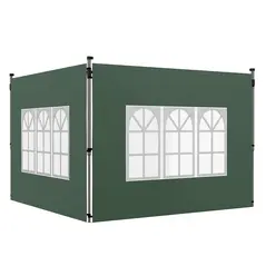 Outsunny Gazebo Side Panels, Sides Replacement with Window for 3x3(m) or 3x4m Pop Up Gazebo, 2 Pack, Green - 1