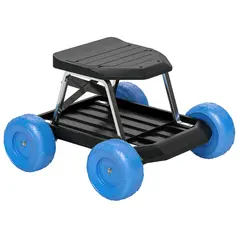 Outsunny Garden Storage Cart, with Top Seat - Blue - 1