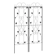 Outsunny Metal Trellis Set of 2, Garden Trellis for Climbing Plants Support Frames, Leaf Design - 1
