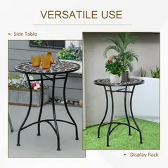 Outsunny Φ60cm Mosaic Outdoor Patio Table - Black - 4