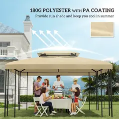 Outsunny Gazebo Roof Replacement, for 3 x 4m Frames - Cream - 6