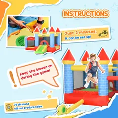 Outsunny Kids Bounce Castle Inflatable Trampoline Slide Pool Basket for Kids Age 3-10, 3 x 2.75 x 2.1m - 6