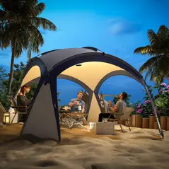 Outsunny Gazebo Party Tent, 3.5x3.5m-Cream/Blue - 3