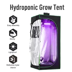 Outsunny Grow Tent Reflective Mylar Hydroponic with Adjustable Vents and Floor Tray for Indoor Plant Growing, 60 x 60 x 140 cm (24.5" x 24.5" x 55") - 5