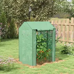 Outsunny Green House, Mini Greenhouse with 2 Roll-up Doors, Vent Holes and Reinforced Cover, 100 x 80 x 150cm - 2