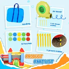 Outsunny Kids Bounce Castle Inflatable Trampoline Slide Pool Basket for Kids Age 3-10, 3 x 2.75 x 2.1m - 5