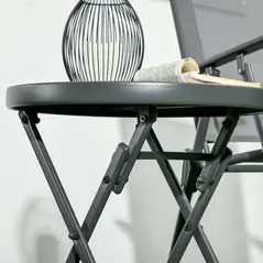 Outsunny Φ45cm Garden Side Table, Outdoor Round Folding Patio Table with Imitation Marble Glass Top, Small Coffee Table, Black and White - 9