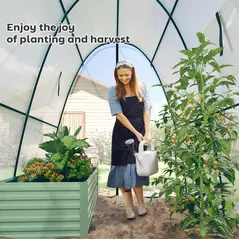Outsunny Hoop House Greenhouse with Sandbags, Walk-In Tunnel Green House with 2 Doors and Screen Windows, 1.8 x 1.8 x 2m, White - 8