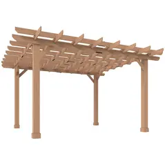 Outsunny Graden Pergola Kit, Wooden Pergola Gazebo Grape Trellis with Stable Structure, 3.6 x 3.6m, Dark Brown - 1