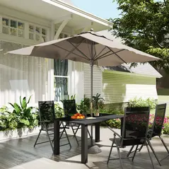 Outsunny Garden Table with Parasol Hole for 6 Person, Rectangle Outdoor Dining Table with Slatted Metal Tabletop, Steel Frame for Patio, Balcony, 150 x 90 x 73 cm, Black - 8