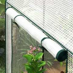 Outsunny Green House, Mini Greenhouse with 2 Roll-up Doors, Vent Holes and Reinforced Cover, 100 x 80 x 150cm - 9