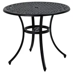 Outsunny Φ90cm Four-Seated Round Aluminium Garden Table, with Parasol Hole - 1
