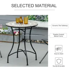 Outsunny Φ60cm Mosaic Outdoor Patio Table - Green - 6