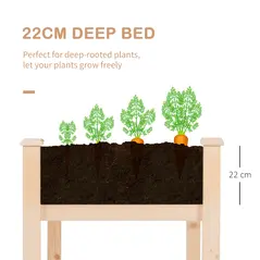Outsunny Garden Wooden Planters， Non-Woven Fabric, Rectangular Raised Bed,Fir Wood，Indoor/Outdoor, 122.5Lx56.5Wx76H cm - 6