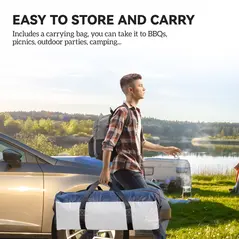 Outsunny Gazebo Party Tent, 3.5x3.5m-Cream/Blue - 6