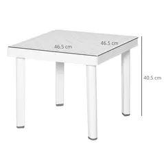 Outsunny Garden Side Table Plastic Outdoor Square Coffee End Table for Drink Snack, White - 3