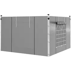 Outsunny Gazebo Side Panels, 2 Pack Sides Replacement, for 3x3(m) or 3x6m Pop Up Gazebo, with Windows and Doors, Light Grey - 1
