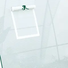 Outsunny Hoop House Greenhouse with Sandbags, Walk-In Tunnel Green House with 2 Doors and Screen Windows, 1.8 x 1.8 x 2m, White - 9