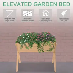 Outsunny Large Fir Wood Raised Plant Stand Oak Tone - 6