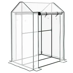 Outsunny Green House, Mini Greenhouse with 2 Roll-up Doors, Vent Holes and Reinforced Cover, 100 x 80 x 150cm - 1