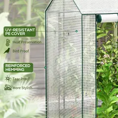 Outsunny Green House, Mini Greenhouse with 2 Roll-up Doors, Vent Holes and Reinforced Cover, 100 x 80 x 150cm - 5