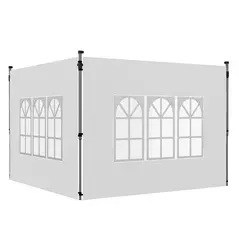 Outsunny Gazebo Side Panels, Sides Replacement with Window for 3x3(m) or 3x4m Pop Up Gazebo, 2 Pack, White - 1