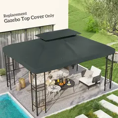 Outsunny Gazebo Roof Replacement, for 3 x 4m Frames - Grey - 2