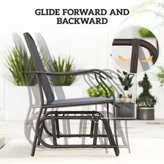 Outsunny Glider Rocking Chair & Table Set 2 Single Seaters Rocker Garden Swing Chair Patio Furniture Bistro Set Grey - 4
