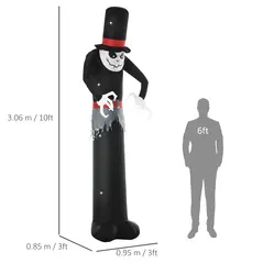 Outsunny Giant 10ft Halloween Inflatables Tall Ghost with Hat, Build-in LEDs Blow Up Scary Outdoor Decorations, for Party Yard Garden Lawn Decoration - 3