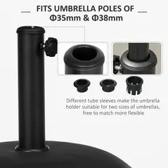 Outsunny Heavy Duty Cement Parasol Base 20kg Round Patio Umbrella Stand Garden Outdoor Shade Holder for Dia. 35mm/38mm/48mm Poles - 5