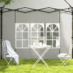Outsunny Gazebo Side Panels, Sides Replacement with Window for 3x3(m) or 3x6m Gazebo Canopy, 2 Pack, White - 7